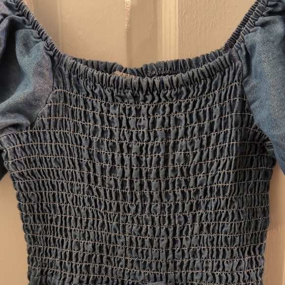 Vince Camuto Denim Blue Puff Sleeve Romper - Picture 7 of 7